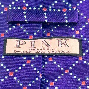 Pink Neck Tie 61x3.75, Thomas Pink, 100% Silk, Purple Pattern